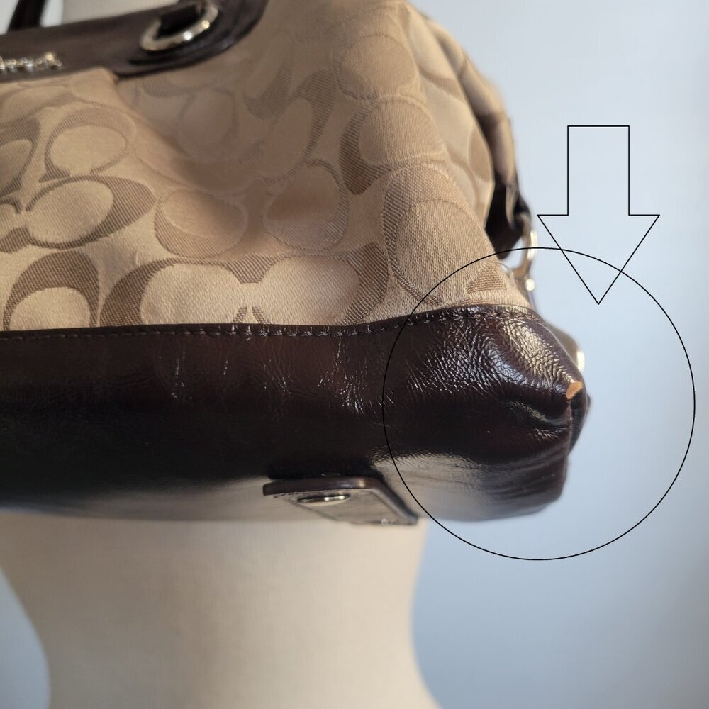 Coach Ashley Signature Sateen Brown/Khaki Satchel Handbag - Picture 16 of 16